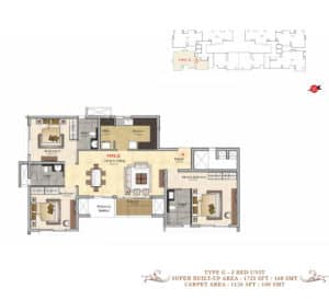Prestige MSR - 2/3 BHK Apartments for Sale in Mathikere: Price, Details, Brochure! 16 Prestige-MSR-Type-G-Floor-Plan