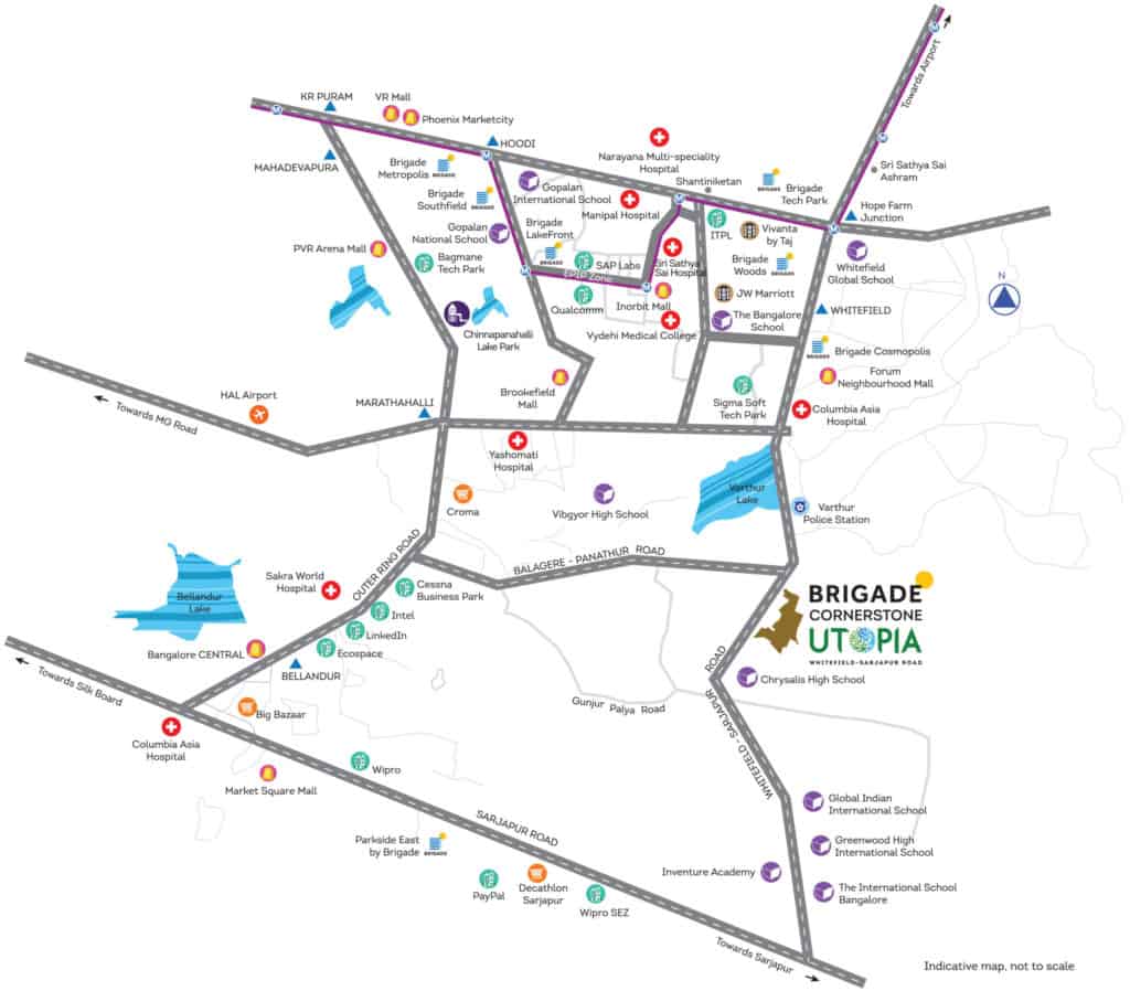 Brigade Cornerstone Utopia, Varthur - Price & Reviews, - 1, 2, 3 BHK Apartments 8 Brigade Utopia Cornerstone location map