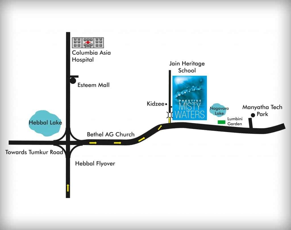 Prestige Misty Waters - Sale, Price & Reviews, - 2/3/4 BHK Apartments in Hebbal 5 Prestige-Misty-Waters-Location-Map