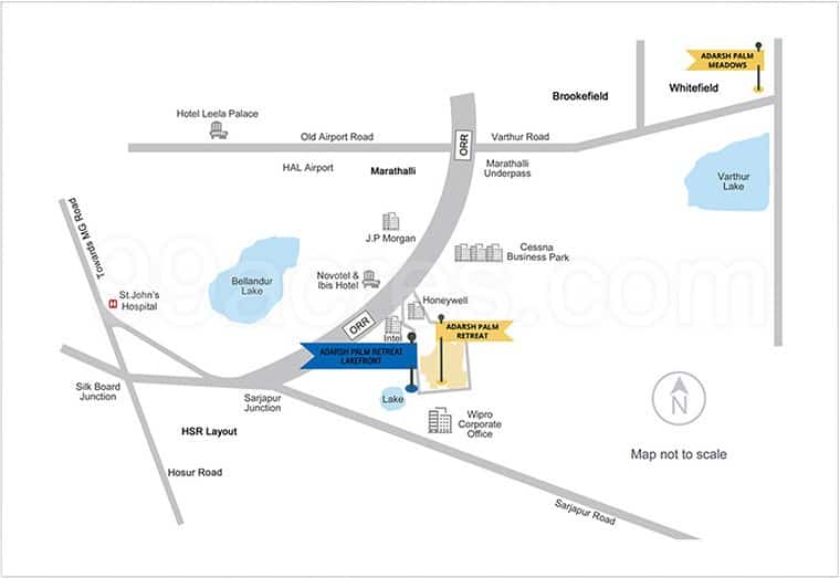 Adarsh Palm Retreat Lakefront - Reviews & Price - 2, 3, 4 BHK Apartments Sale in Marathahalli, Bengaluru 3 Adarsh Palm Retreat Lakefront Kaikondrahalli Location