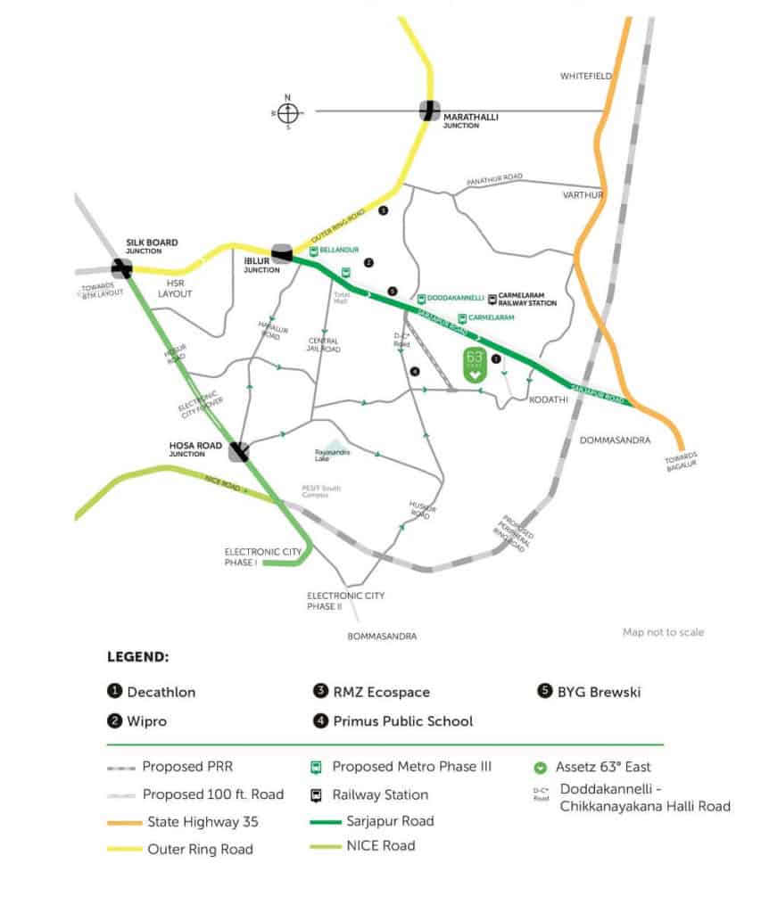 Assetz 63 Degree East - Reviews & Price - 1, 2, 3 BHK Apartments Sale in Sarjapur Road, Bengaluru 3 Assetz 63 Degree East Location