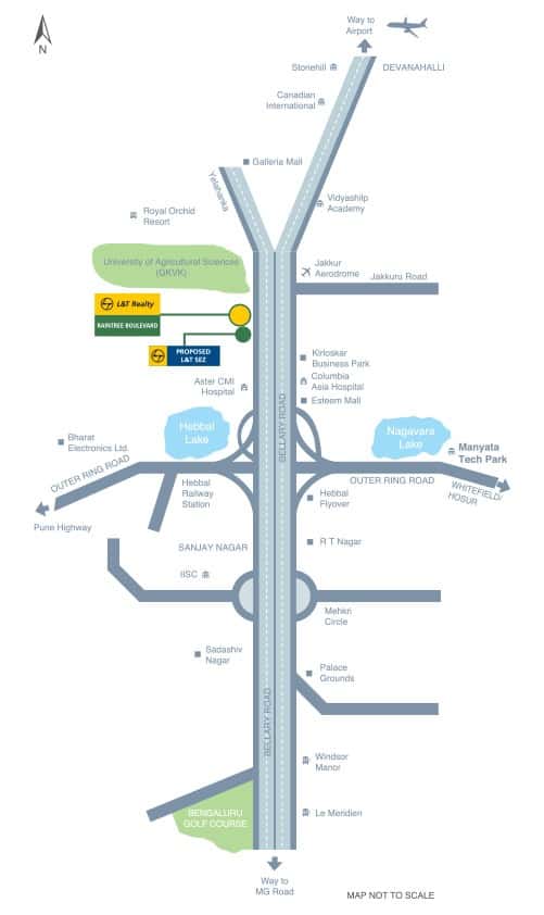 L And T Raintree Boulevard - Reviews & Price - 2, 3, 4 BHK Apartments Sale in Hebbal 3 L&T Raintree Boulevard Location