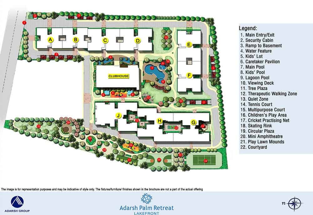 Adarsh Palm Retreat Lakefront - Reviews & Price - 2, 3, 4 BHK Apartments Sale in Marathahalli, Bengaluru 2 adarsh palm retreat lakefront master plan