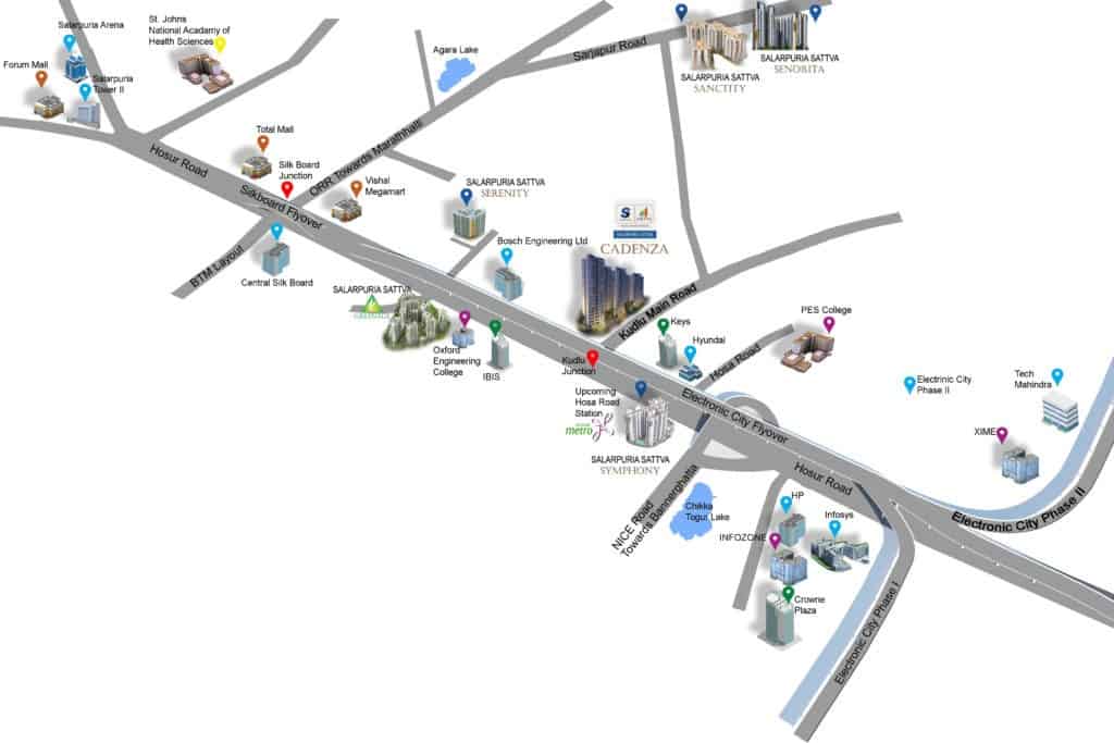 Salarpuria Sattva Cadenza, Kudlu Gate - Reviews & Price - 2.5, 3BHK Apartments For Sale 3 Salarpuria Sattva Cadenza Location