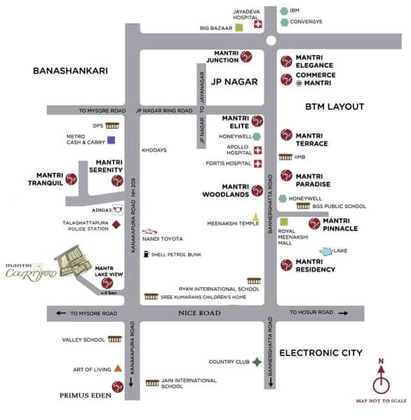 Mantri Courtyard, Kanakapura Road - Price & Reviews - 3, 4 BHK Row House And Villas Sale in Bengaluru 3 Mantri Courtyard Location map