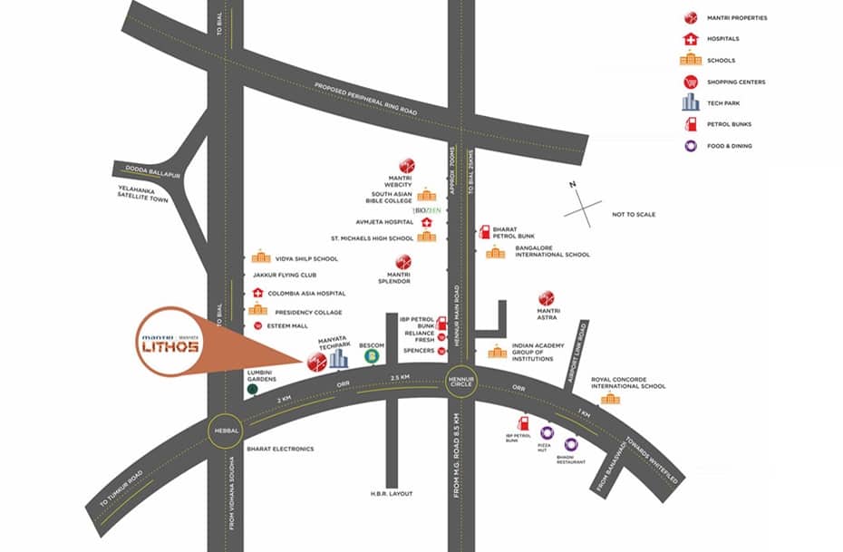 Mantri Manyata Lithos, Thanisandra - Price & Reviews - 2, 3 BHK Apartments and Penthouses Sale in Bengaluru 3 Mantri Manyata Lithos Location Map