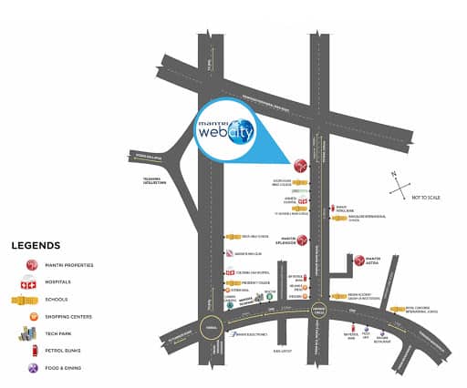 Mantri Webcity, Hennur – Price & Reviews - 2, 3 BHK Apartments For Sale in Bengaluru 3 Mantri Webcity Location Map