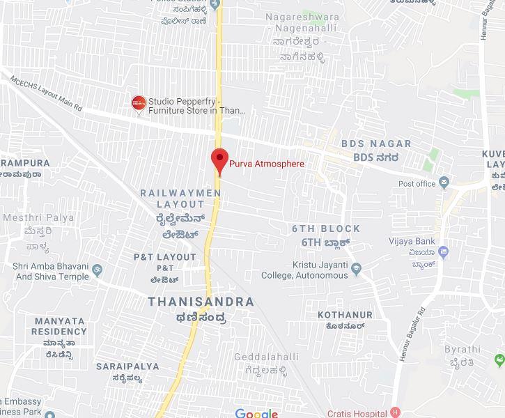 Purva Atmosphere, Thanisandra - Reviews & Price - 2, 3, 4 BHK Apartments Sale in Bangalore 3 Purva Atmosphere Location Map