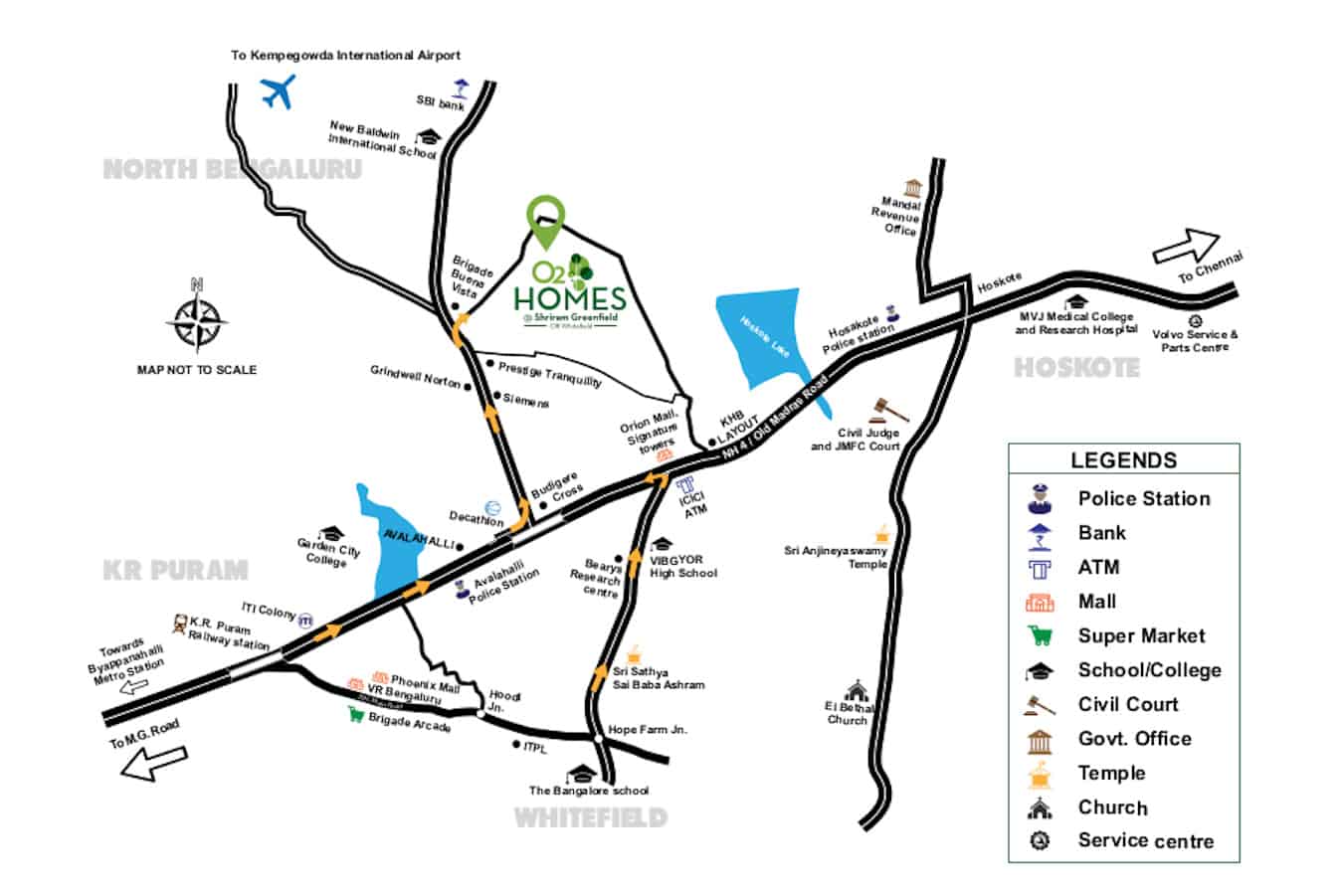 Shriram Greenfield O2 Homes Location Map