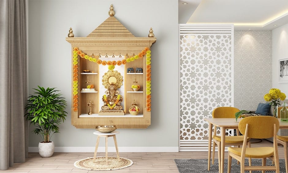 Wall-mounted Pooja Room latest Design