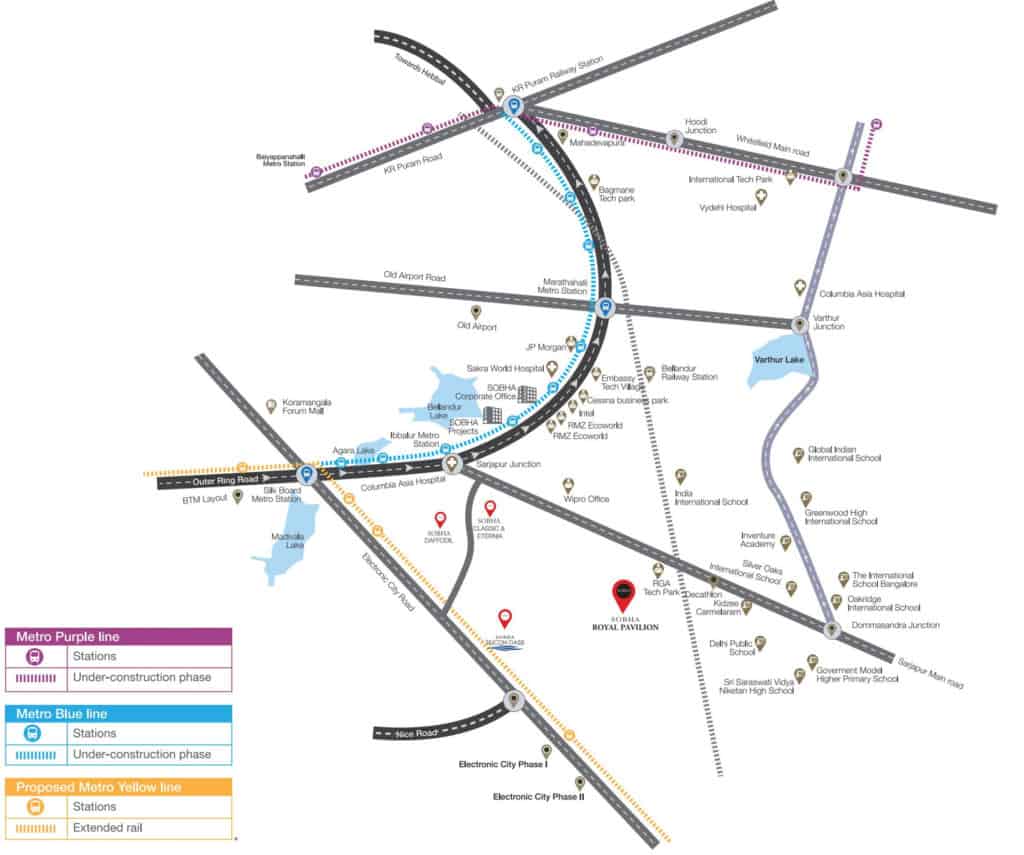 Sobha Royal Pavilion Location Map