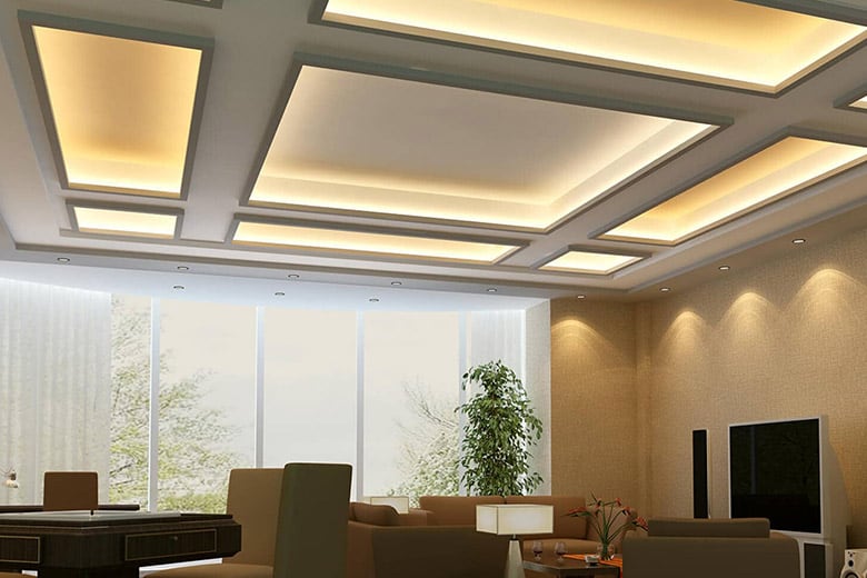 Coffered False Ceiling Give Illusion To Living Rooms