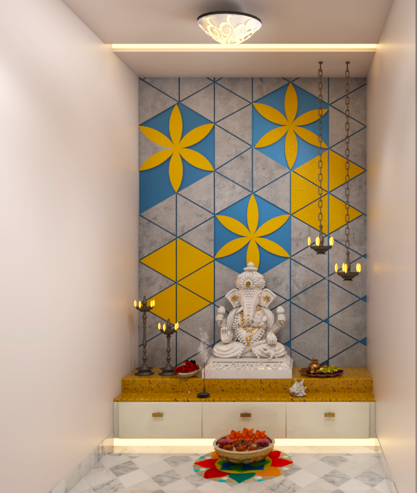 Tile Inlays Small Pooja Room Designs