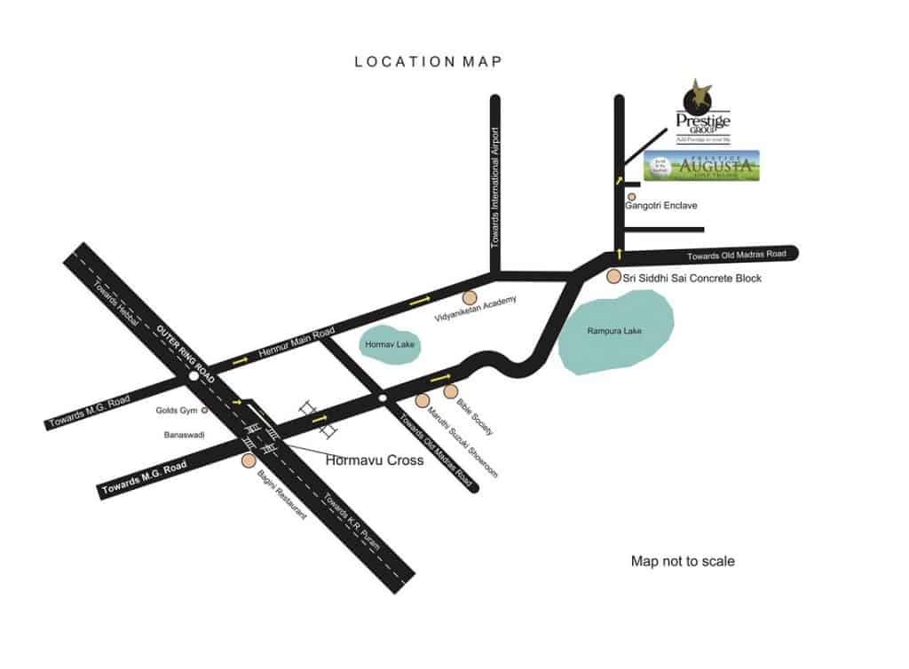 Prestige Augusta Golf Village, Horamova - Reviews & Price - 3, 4 BHK Villas For Sale In Bangalore 3 Prestige Augusta Golf Village Location Map