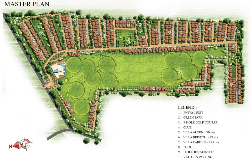 Prestige Augusta Golf Village, Horamova - Reviews & Price - 3, 4 BHK Villas For Sale In Bangalore 2 Prestige Augusta Golf Village Master Plan