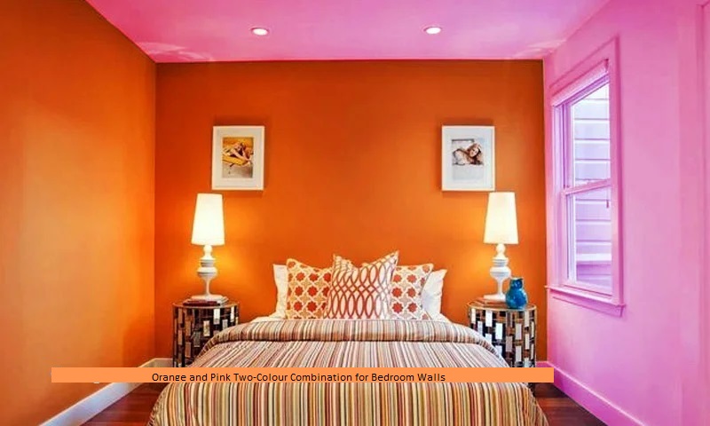 Orange and Pink Two-Colour Combination for Bedroom Walls