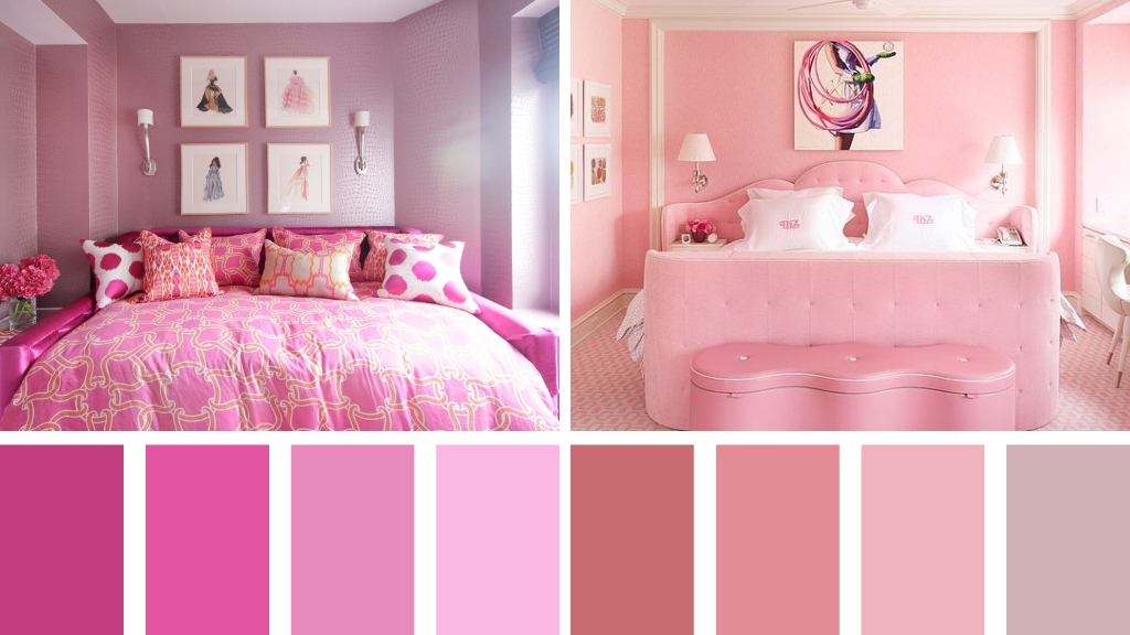 Pink two colour combination for bedroom walls