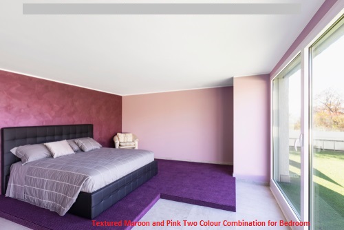 Textured Maroon and Pink Two Colour Combination for Bedroom Walls