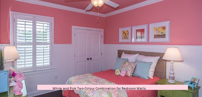 White and Pink Two-Colour Combination for Bedroom Walls