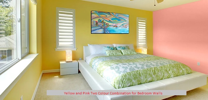 Yellow and Pink Two Colour Combination for Bedroom Walls