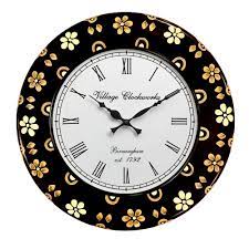 RoyalsCart Floral Design Wooden Antique Wall Clock