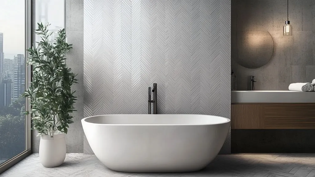 Chevron Pattern Bathroom Wall Tiles 