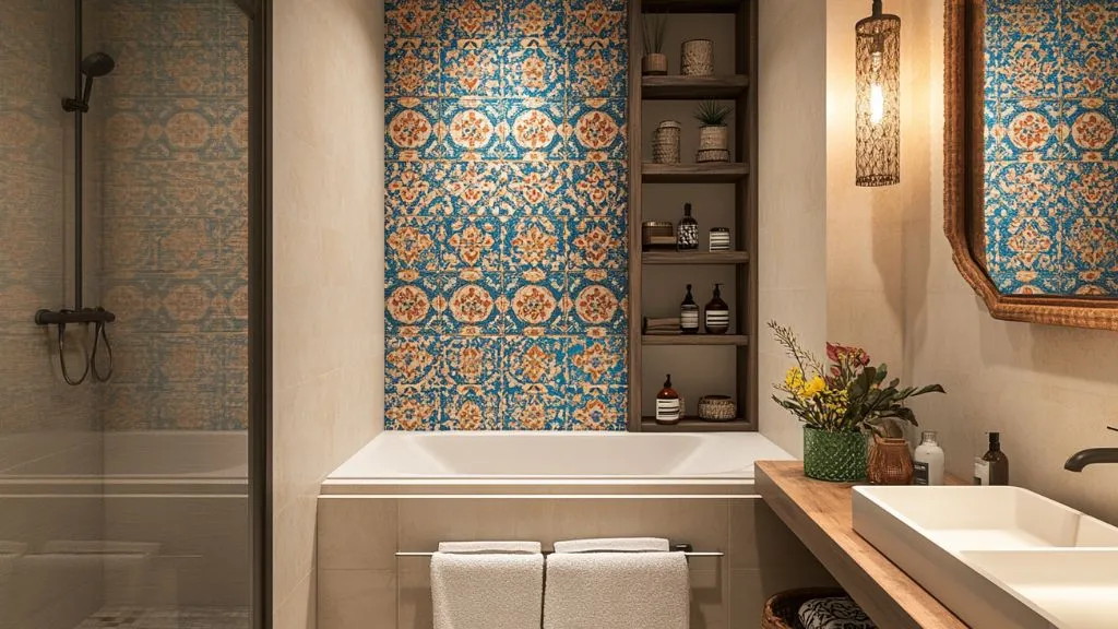 Indian Motif-Inspired Bathroom Wall Tiles