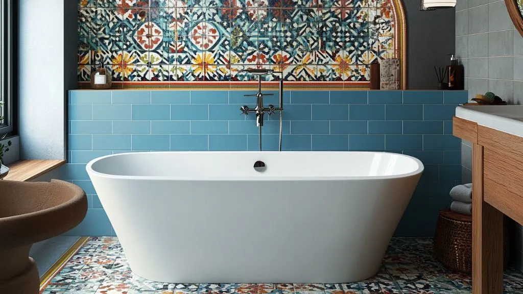 Mosaic Bathroom Wall Tiles in Bright Cheerful Palettes