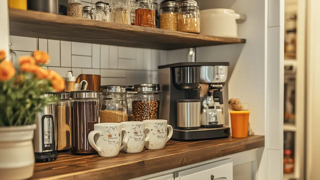 Bar Cart or Coffee Station in a Kitchen