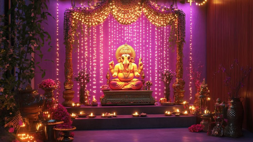 LED & Light-Based Ganapati Decoration Ideas