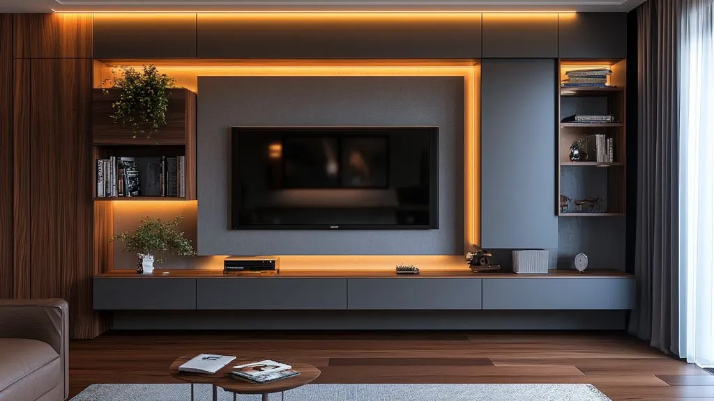 TV Unit Designs for Hall with Display & Decor Space
