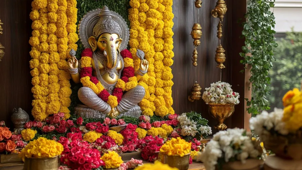 Traditional Floral Ganesh Decoration Ideas