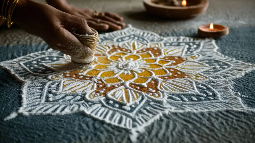 Alpana Style Rangoli Design for Diwali