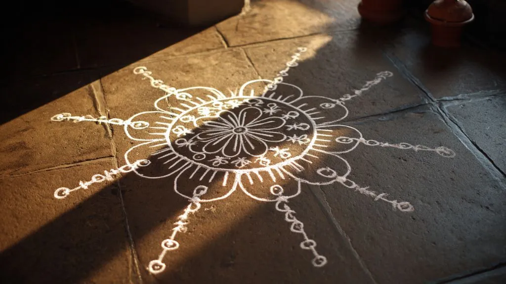 Basic Dot Rangoli Design Idea for Diwali