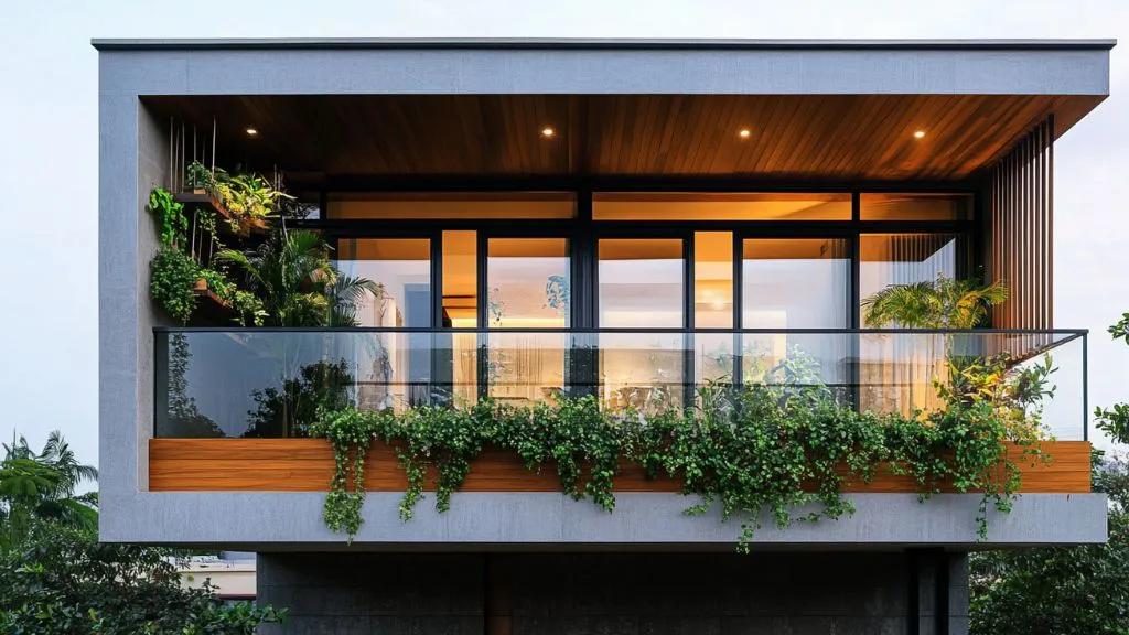 Front House Elevation with Balcony