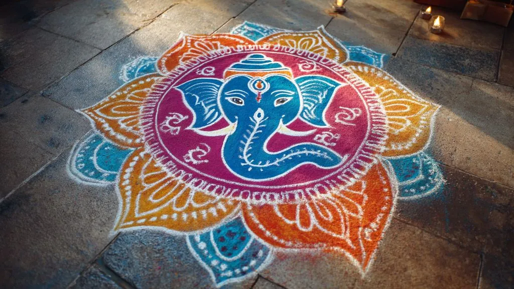 Ganpati Rangoli Design Idea for Diwali