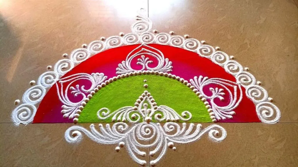 Half Circle Rangoli Ideas for Diwali