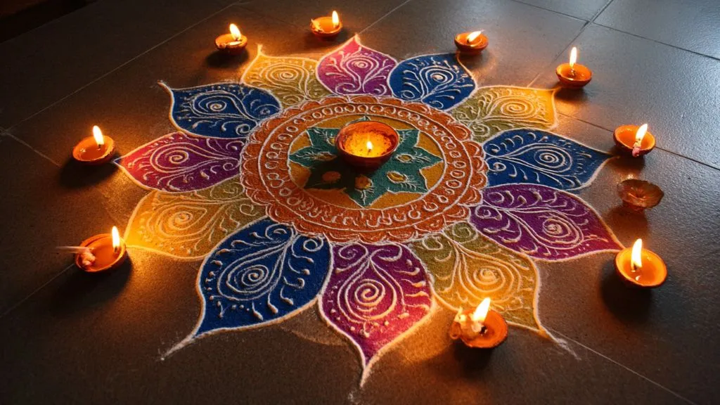 Paisley (Keri) Rangoli Design for Diwali