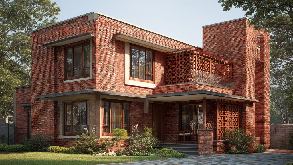 Red Brick Home Elevation Design