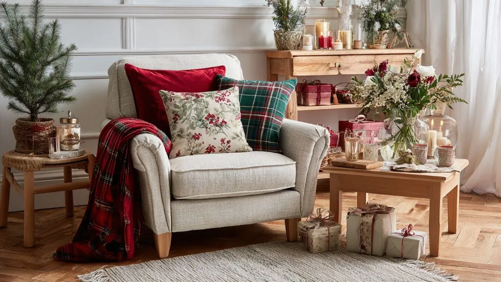 Cozy Corners with Christmas Textiles
