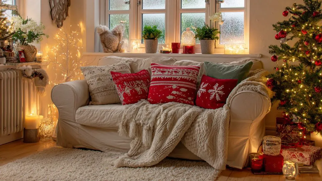 Create a Cozy Christmas Corner with Sofa & Decor items