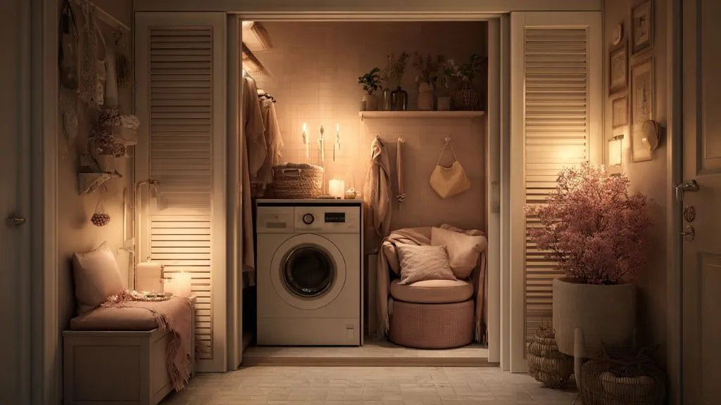 Curtains or Sliding Doors to Conceal Laundry Setup