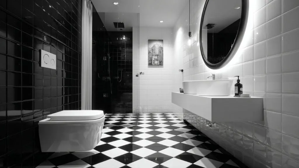Monochrome Colour Theme for Small Bathroom Designs