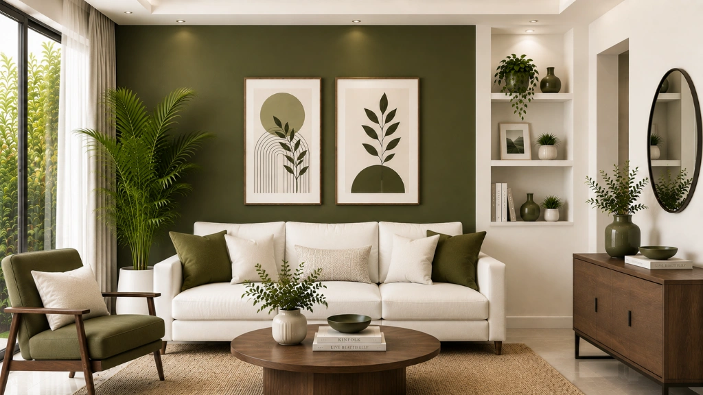 Dark Olive Green & White