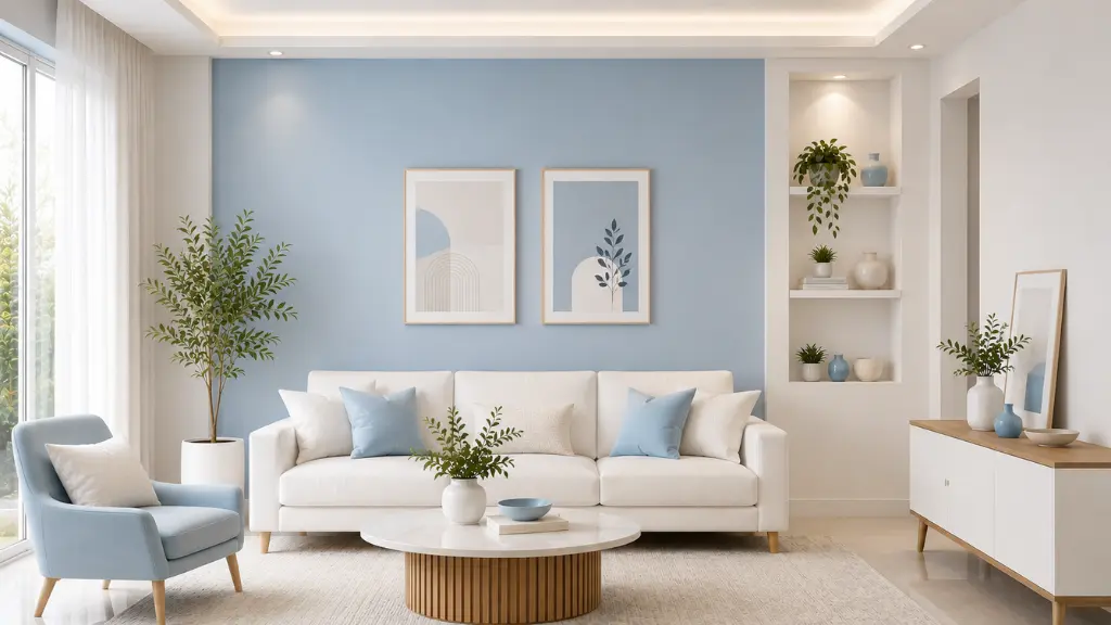 sky blue and pure white